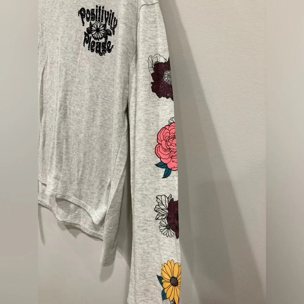 Justice Positivity Please Floral Cropped Long Sleeve Top XXL 16P/18P